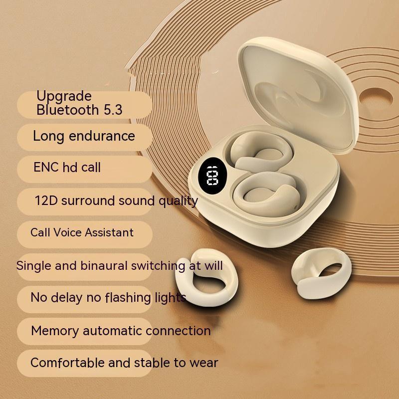 Private LED Digital Display Earclip Bluetooth Earphones